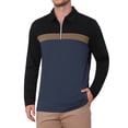 thumbnail image 4 of INSPIRE CHIC Men's Golf Shirt Zip Neck Color Block Long Sleeve Collared Casual Top XL Navy Blue, 4 of 6