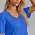 thumbnail image 5 of Women's Solid V-Neck Short Sleeve Basic T-Shirt, Summer Basic Everyday Tee for Women, Women's Blue,Size S-2XL, 5 of 8