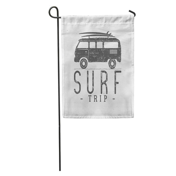 KDAGR Surf Trip Summer Surfing Retro Badge Beach Surfer Emblem Rv Garden Flag Decorative Flag House Banner 28x40 inch