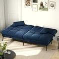 thumbnail image 6 of COMHOMA Convertible Futon Sofa Bed Upholstered Futon Couch Fabric Sleeper Sofa, Blue, 6 of 7
