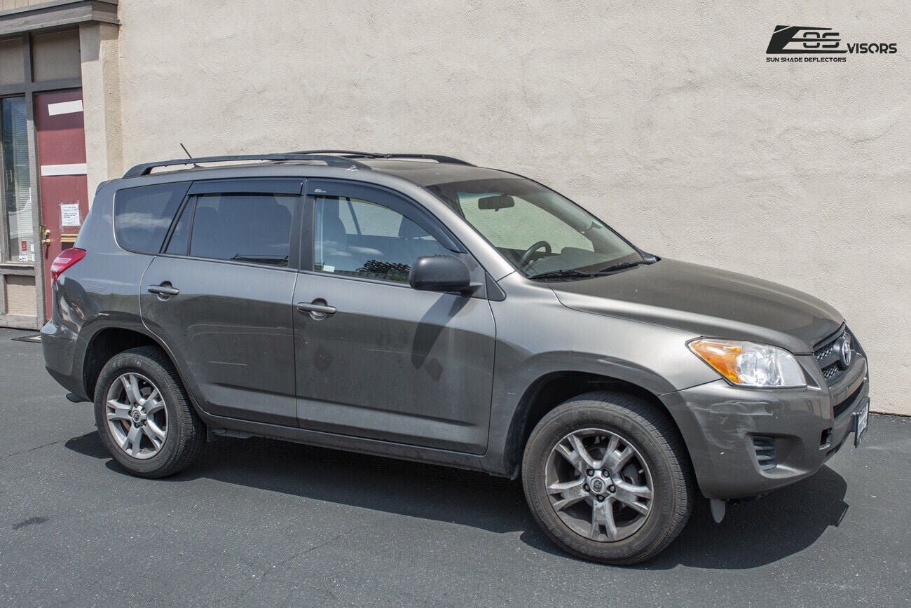 Replacement For 2006-2012 Toyota Rav4 | EOS Visors JDM Tape-On Style SMOKE TINTED Side Vents Window Deflectors Rain Guard DWV-V72