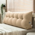 thumbnail image 2 of Lovote Triangular Headboard Pillow with Side Pockets - Teddy Velvet Fabric, Bed Rest Reading Pillow, Removable & Washable Cover, Daybed Wedge Pillow for Queen Beds, Light Brown, 2 of 6
