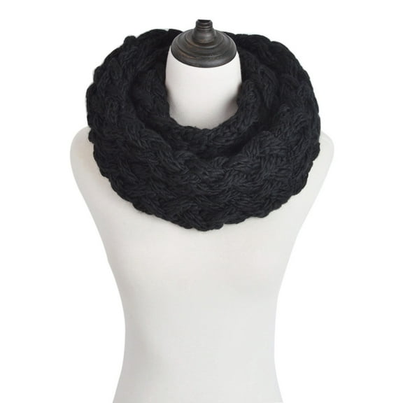 Premium Solid Winter Criss Cross Knit Thick Infinity Loop Circle Scarf