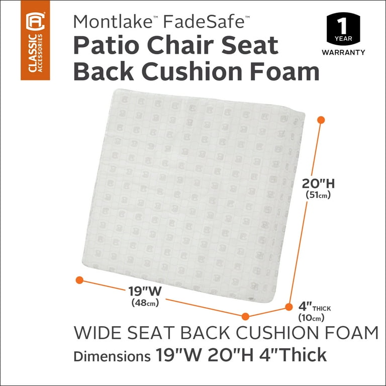 Classic Accessories Patio Lounge Back Cushion Foam - 4 Thick - High-Density  Foam, 19W x 20H x 4T (61-047-010947-RT) 