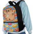 thumbnail image 4 of Binienty Cute Capybara Fruit Print School Backpack for Kids 7-14 17 Inch Adjustable Shoulder Straps Multi Exterior Pockets Lightweight Large Capacity Casual Travel Daypack Bookbag, 4 of 6
