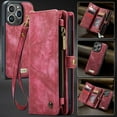 thumbnail image 2 of 2 in 1 Detachable Compatible with iPhone 14 Pro Max Wallet Case with Card Holder, Retro Premium Flip Leather Cover  Zipper Pocket Phone Cases 6.7'' (Red,IP 14 Pro Max), 2 of 18