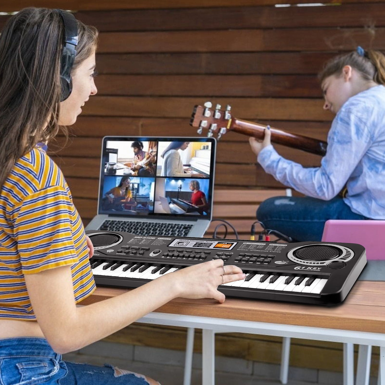 61-Key Digital Electronic Keyboard Piano – Multifunctional Musical Instrument with Microphone, 16 Tones, 10 Rhythms – Ideal for Beginners