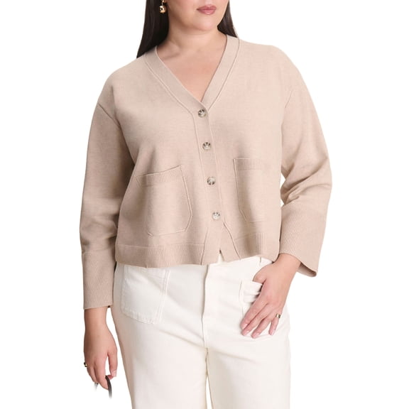ELOQUII Women's Plus Size Wide Sleeve Cardigan With Pockets