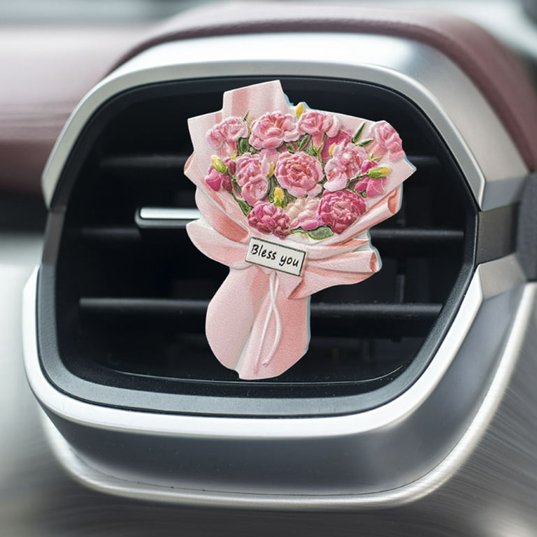 Happy Date 2PCS Mini Resin Flower Bouquet for Car Vent Clip