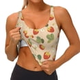 thumbnail image 4 of Haiem Floral Strawberr Pattern Womens Sports Bra - U Neck Padded Low Impact Yoga Bra Workout Crop Top Gym Moisture-Wicking Workout Vest -Small, 4 of 9