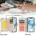 thumbnail image 2 of for iPhone 13 Rugged Case, RFID Blocking Wallet Case for Women Men with Card Holder Zipper Magnetic Flip PU Leather Wrist Strap & Shoulder Strap Protective Cover for iPhone 13, White, 2 of 11