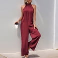 thumbnail image 6 of Avirosel Women's Elegant Sleeveless Wide-Leg Jumpsuit with Keyhole Back, Satin-Like Fabric for Cocktail Parties and Formal Events, 6 of 7