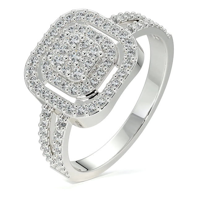 Anillo De Compromiso Promesa De Plata Con Moissanita