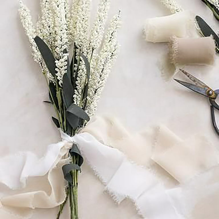 White Ribbon for Gift Wrapping Wedding Decor Boho Room Decor for Women  Chiffon Ribbon for Bridal Bouquets Bridal Shower Invitations Decorations  Artificial Plants for Home Decor Indoor 
