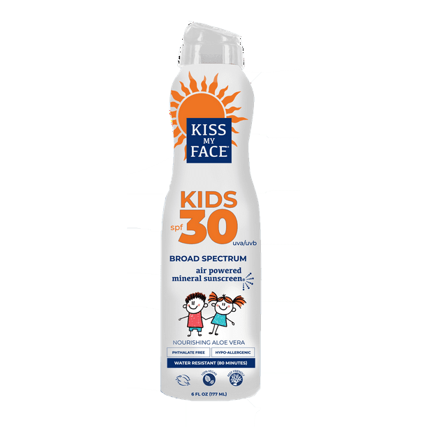 Kiss My Face Kids Defense Broad Spectrum Spf 30 Spray Sunscreen 6 Oz Safe For Kids Mineral Active Ingredients Air Powered Spray Safe Suncare Walmart Com Walmart Com