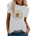thumbnail image 2 of Njagoc3 2025 Summer New Arrival Womens Stylish Bumblebee Print Short Sleeve Crewneck Casual T-Shirt - Comfortable Loose Fit & Trendy Design, 2 of 6