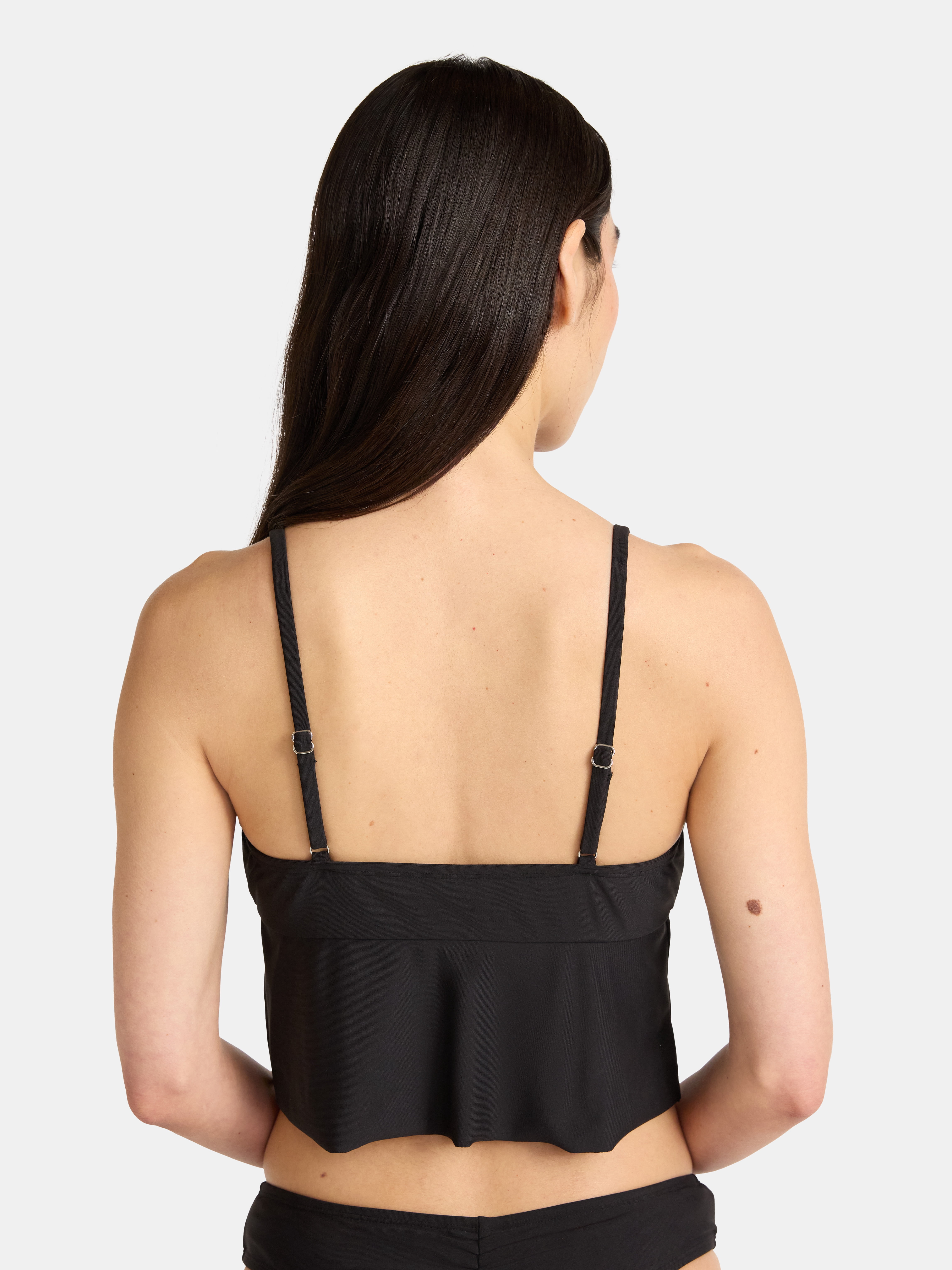 No Boundaries Rich Black Flyaway Bikini Top, Women's
