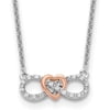 Solid Gold 14K Two-Tone Lab Grown Diamond Heart Infinity Necklace - 18" Chain