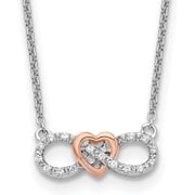 Solid Gold 14K Two-Tone Lab Grown Diamond Heart Infinity Necklace - 18" Chain