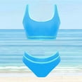 thumbnail image 7 of Hontri Bikinis Set Women's Two Swimsuit High Waisted Contrasting Colors Bikini Sets Double Shoulder Bathing Suits for 2024 Blue S, 7 of 7