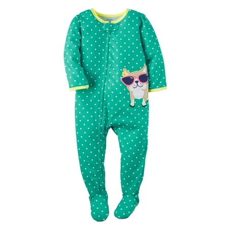 Carters Baby Clothing Outfit Girls Applique Footie PJs Sunglass Dog