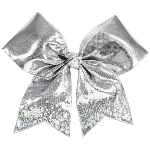Chassé Girls' Metallic Rhinestone Performance Hair Bow Metallic Silver