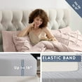 thumbnail image 3 of Virtu Full Comforter Set, 7pc Bed in a Bag, Pleated Bedding Comforter Sets with Sheets, Peach Purple, 3 of 10