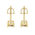 thumbnail image 4 of 1 Ct Emerald Cut Studs Champagne Crystal 18K Yellow Solid Gold Everyday Dainty Earrings Screw Back, 4 of 7