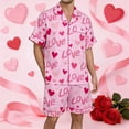 thumbnail image 4 of Women's Valentine's Day Pajama Set Cute Bow Print Short Sleeve Button-Down Top with Pocket Shorts Pjs Comfy Sleepwear, 4 of 6
