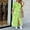 White/Green, variant on Women's Long Sleeve V-Neck Maxi Shirt Dress, Casual Elegant Fashion, 1 Count
