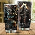 thumbnail image 2 of Skull Tumbler, Birthday Gifts For Men Who Love Skulls Coffee Mug Cup Christmas Valentine Gift Water Bottle Black Tumblers 20oz Stainless Steel Travel Cups With Lid, 2 of 6