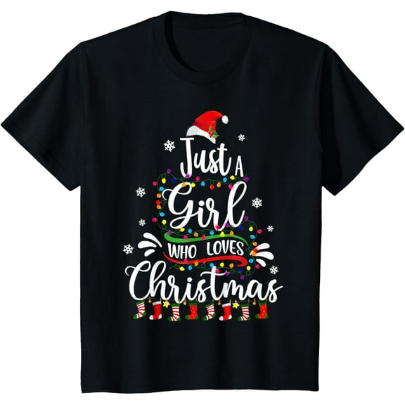 Kids Girls Christmas T-Shirt with Holiday Graphic Print