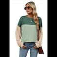 thumbnail image 1 of Camisa Holgada Informal de Punto con Cuello Redondo y Larga con Bloques de Color para Mujer, Color Verde , Talla XL, 1 of 6