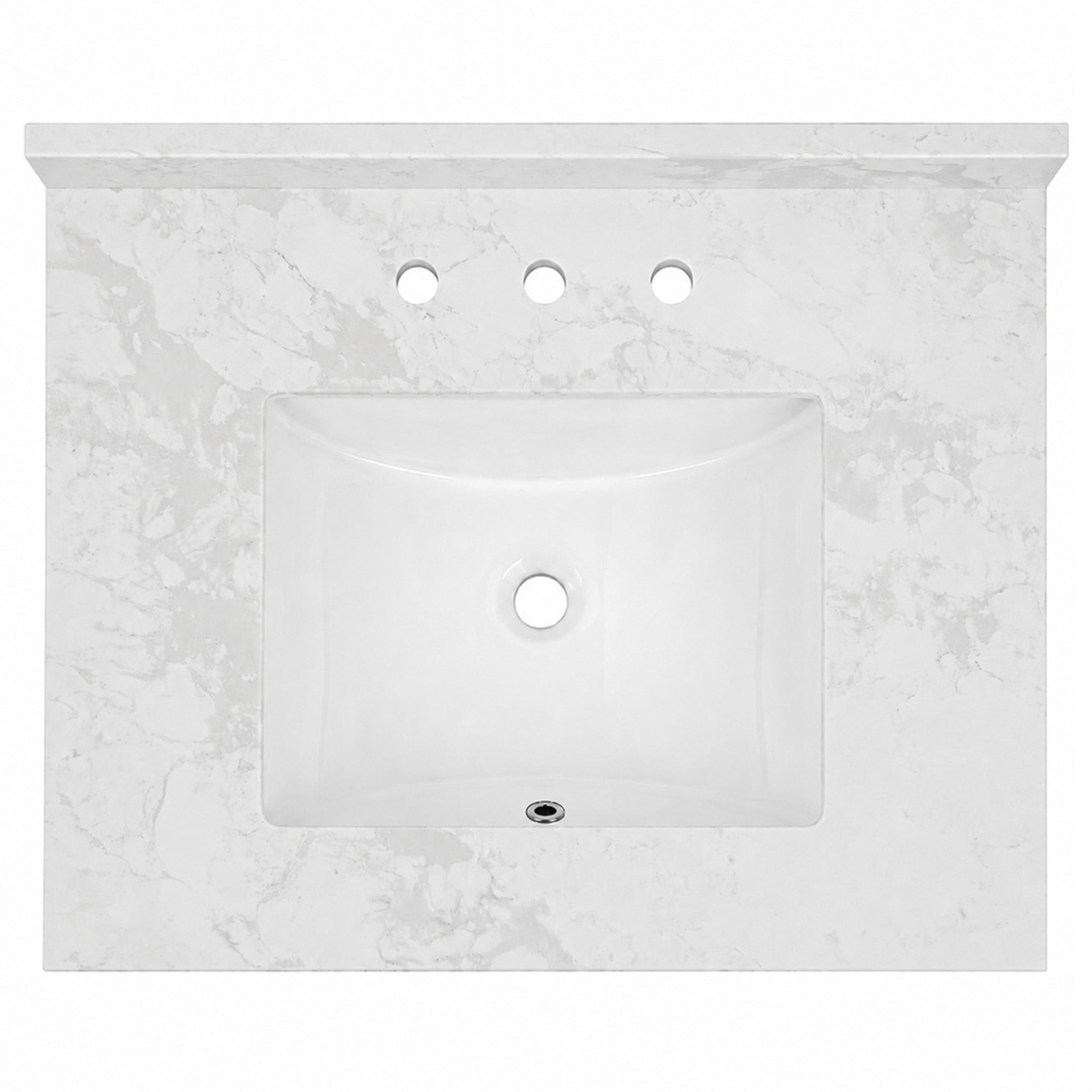 Kingston Brass KVPB3122W38CR Ferrara 31-Inch Carrara Quartz Vanity Top (8" Faucet Drillings) in Carrara Quartz White