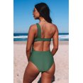 thumbnail image 4 of POGLIP Maillots de Bain une-Pièce Vert une Épaule pour Femmes, 4 of 6