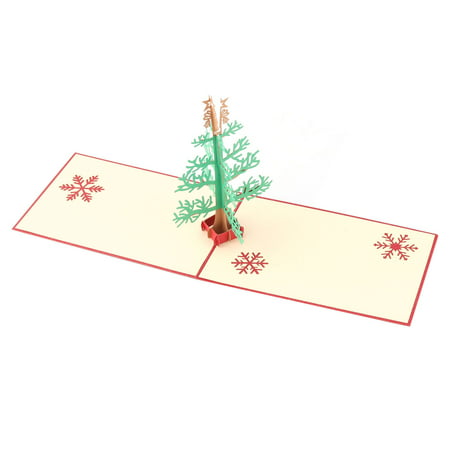 Festival Paper Snowflake Tree Design Ornament 3D Celebration Greeting Card