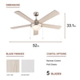 thumbnail image 4 of Simpol 52" Traditional Indoor Ceiling Fan with LED Light, Pull Chain and Remote Control, Reversible AC Motor, Walnut/Silver Reversible Blades and Brushed Nickel Finish, 4 of 8