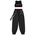 thumbnail image 3 of vastwit Girls Hip Hop Clothes 2 Piece Outfits Crop Tops Chain Pocket Jogger Pants Set Jazz Street Red 6, 3 of 7