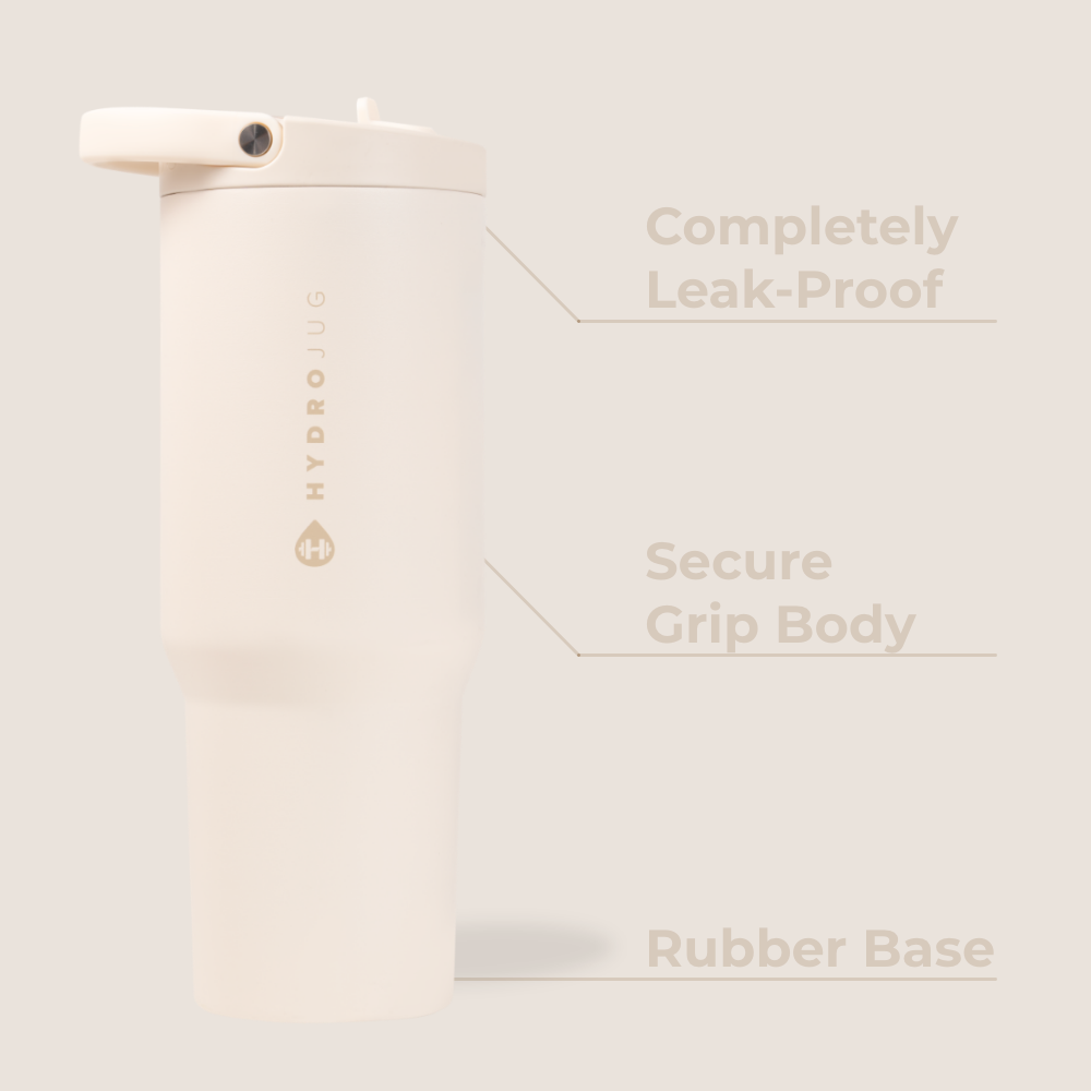 HydroJug Sport 32 oz Insulated Water Bottle with Flip Straw, Cream photo 4