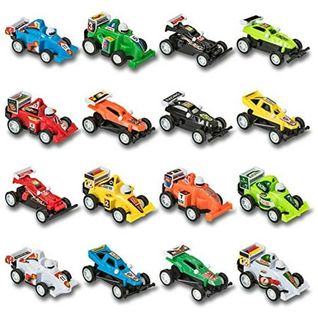 Prextex 16 pack Kids Racing Car Pull Back and Go Vehicles Great Stocking Stuffers and Toys for Boys Best Pull Back Racing Cars for (Drag Racing Creative Mobile Best Cars)