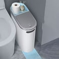 thumbnail image 5 of FYHALE Narrow Space Trash Can 10L with Pressure Activated Lid, Slim Bathroom Garbage Bin for Toilet Kitchen Cabinet Gap, Soft Close Waste Basket Gray, 5 of 6