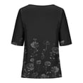 thumbnail image 4 of Fiudx Ofertas Flash Del Día Solo En Línea Top de Manga Corta con Cuello Redondo y Botones de Lino con Estampado Informal para Mujer, 4 of 5