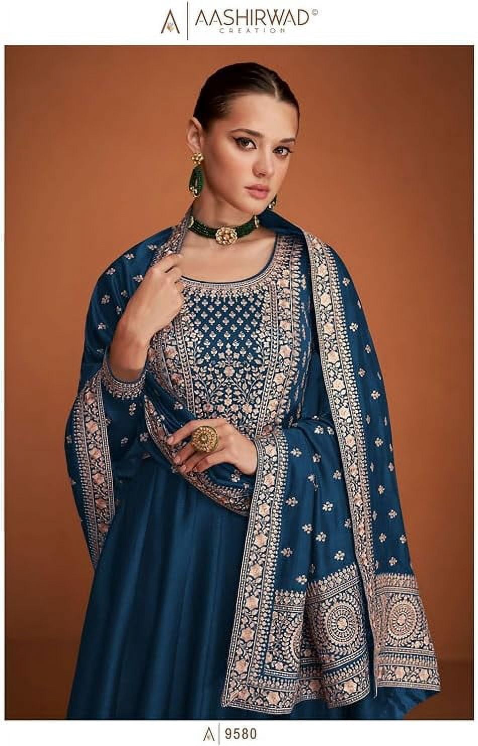 Event Wear Anarkali Gown Outfits Indian Pakistani Designer Salwar Kameez Suits ( Blue, S - 38 ), Women's, Size: Small - 38