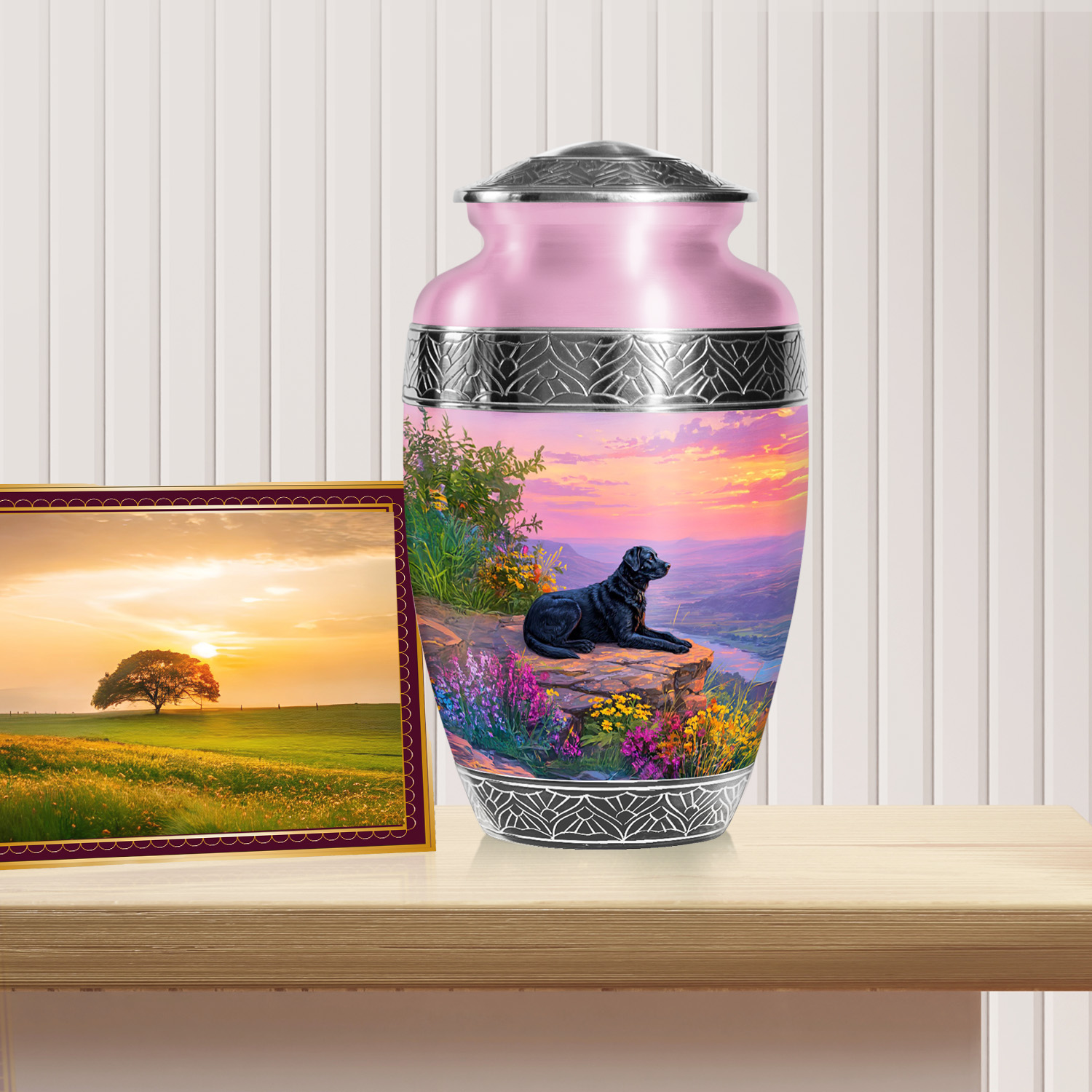 SABURIAL Dog Urn - Perfect Handcrafted Urns For Mom & Dad Ash - Decorative Funeral Urn For Human Ash - Perfect Burial Urns For Female Ashes - 10 Inch Large With Velvet Bag