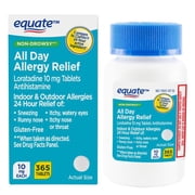 Equate Non-Drowsy All Day Allergy Relief Loratadine 10 mg Tablets Antihistamine, 365 Count, Compare to Claritin® 24 Hour Active Ingredient