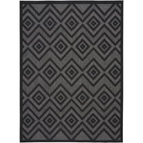 6' X 9' Charcoal Black Argyle Indoor Outdoor Area Rug
