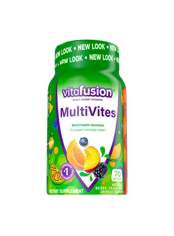 Vitafusion Multivites Daily Gummy Multivitamin for Men and Women:   Berry, Peach and Orange Flavors, 70ct