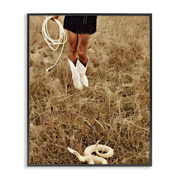 With Her Lasso & Snake Black Framed Giclee Art, design by Jesse Keith
