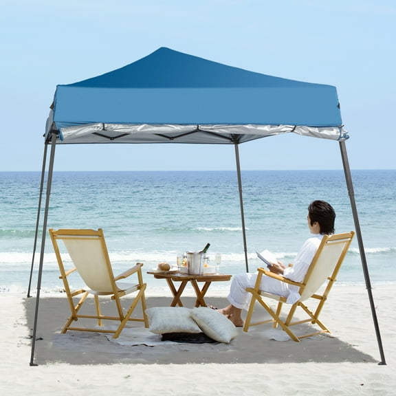 6x6FT Pop-Up Beach Canopy Tent, Portable Sun Shelter with UPF 50  & Silver Coating, Lightweight Backpack Design, Waterproof Oxford Fabric for Camping, Seashore, Outdoor Relaxation