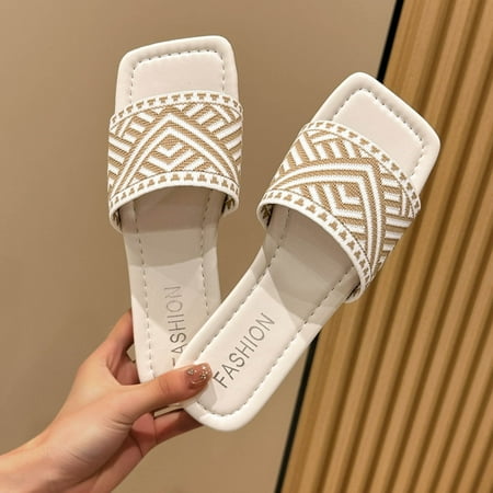 

Vintage Boho Sandals Gnobogi Women s Flat Shoes Ladies Beach Sandals Summer Non-Slip Causal Slippers Beach Holiday Shoes Khaki